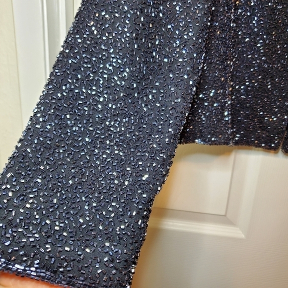 Vintage Cecily Brown Beaded Navy Blue Silk Jacket Sz XL - Picture 2 of 14